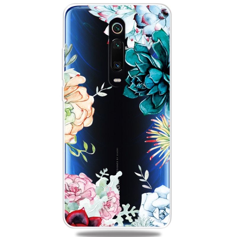 Cover Xiaomi Mi 9T / Mi 9T Pro Gennemsigtige Akvarelblomster