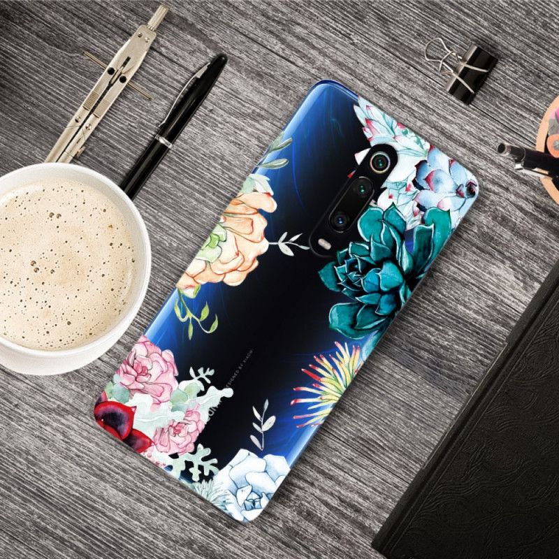 Cover Xiaomi Mi 9T / Mi 9T Pro Gennemsigtige Akvarelblomster