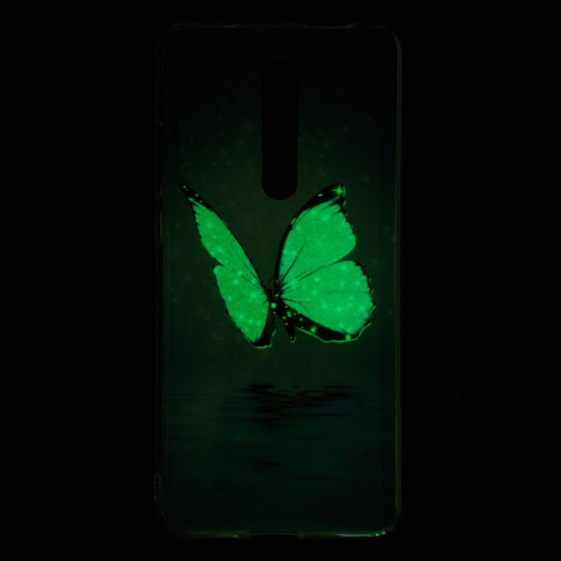 Cover Xiaomi Mi 9T / Mi 9T Pro Mobilcover Fluorescerende Blå Sommerfugl