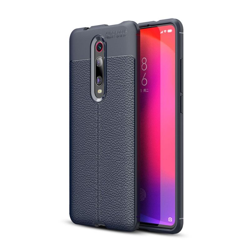 Cover Xiaomi Mi 9T / Mi 9T Pro Sort Dobbelt Line Lychee Læder Effekt