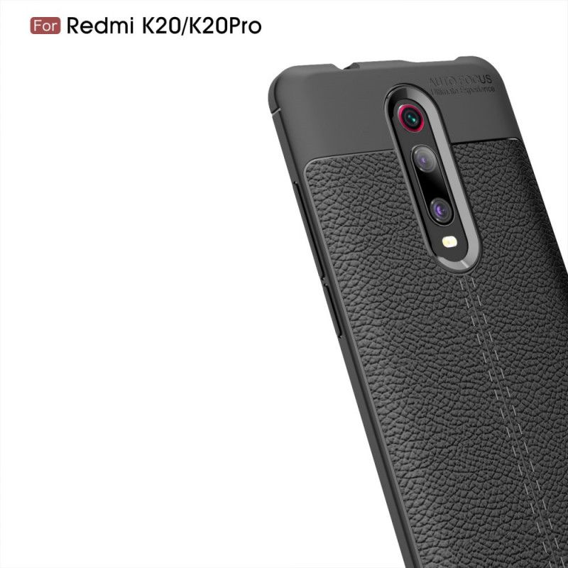 Cover Xiaomi Mi 9T / Mi 9T Pro Sort Dobbelt Line Lychee Læder Effekt