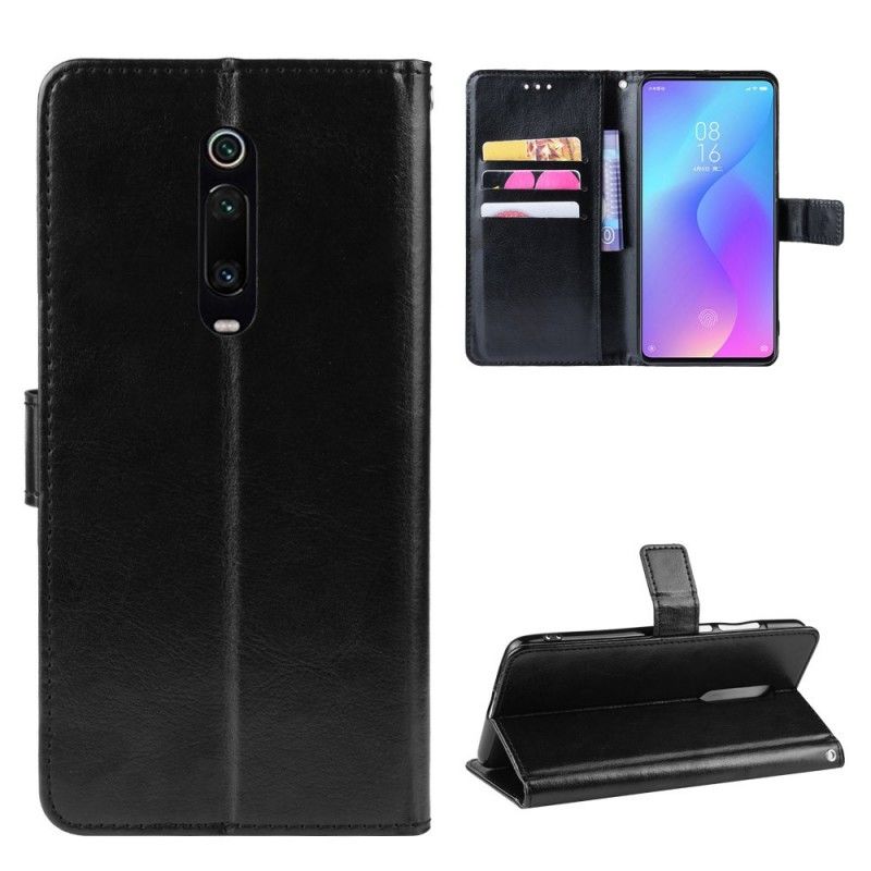 Flip Cover Læder for Xiaomi Mi 9T / Mi 9T Pro Sort Prangende Kunstlæder