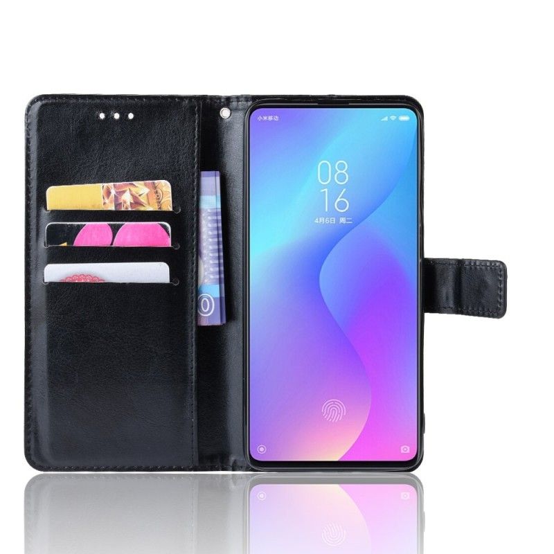 Flip Cover Læder for Xiaomi Mi 9T / Mi 9T Pro Sort Prangende Kunstlæder