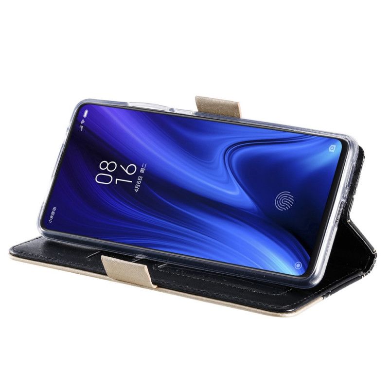 Flip Cover Læder for Xiaomi Mi 9T / Mi 9T Pro Sort Snørebåndspung