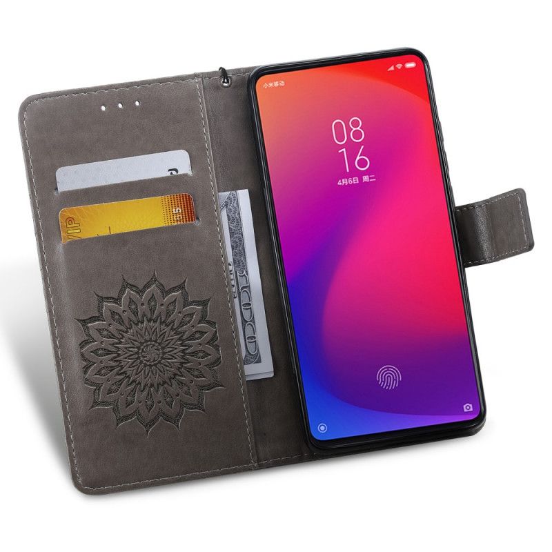 Flip Cover Læder Xiaomi Mi 9T / Mi 9T Pro Lyseblå Solblomst