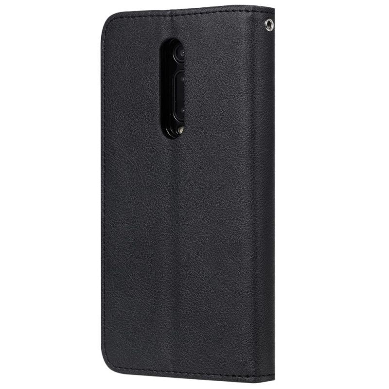 Flip Cover Læder Xiaomi Mi 9T / Mi 9T Pro Sort Aftagelig Skal Med Rem