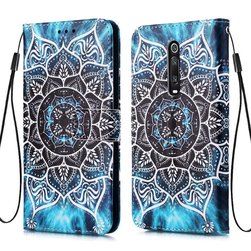 Flip Cover Læder Xiaomi Mi 9T / Mi 9T Pro Sort Rem Mandala Beskyttelse