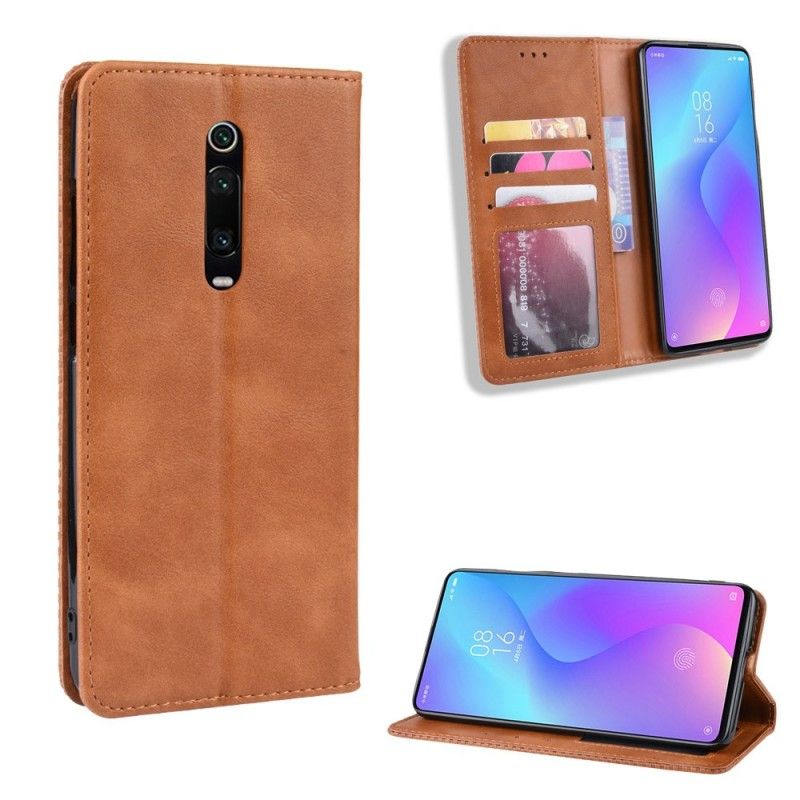 Læder Cover for Xiaomi Mi 9T / Mi 9T Pro Sort Stiliseret Kunstlæder