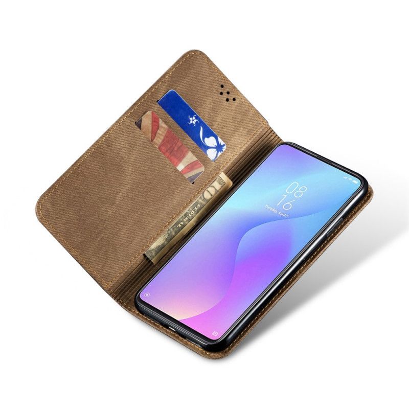 Læder Cover Xiaomi Mi 9T / Mi 9T Pro Sort Jeansstof Beskyttelse