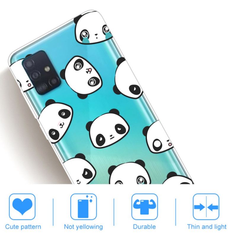 Cover for Samsung Galaxy A31 Gennemsigtige Sentimentale Pandaer