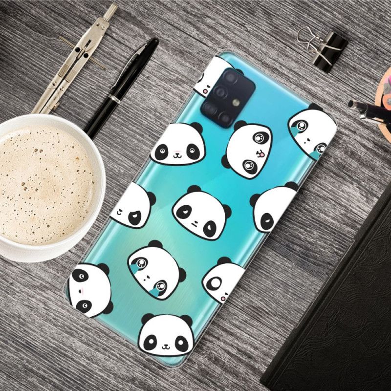 Cover for Samsung Galaxy A31 Gennemsigtige Sentimentale Pandaer