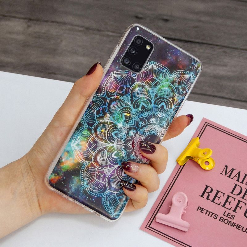 Cover for Samsung Galaxy A31 Sort Fluorescerende Blomsterserie