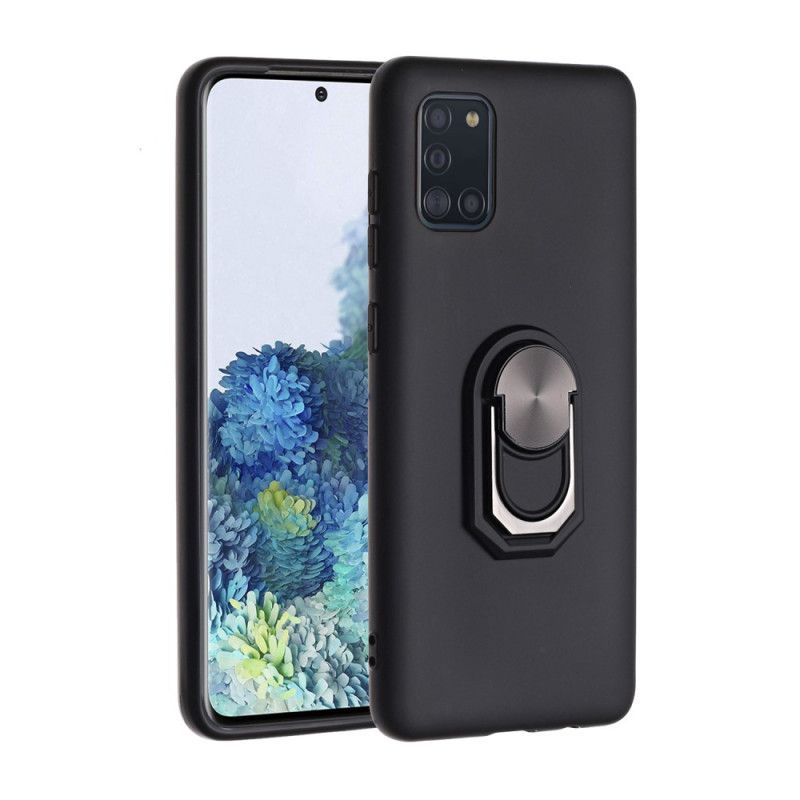 Cover for Samsung Galaxy A31 Sort Metalliseret Ringstøtte