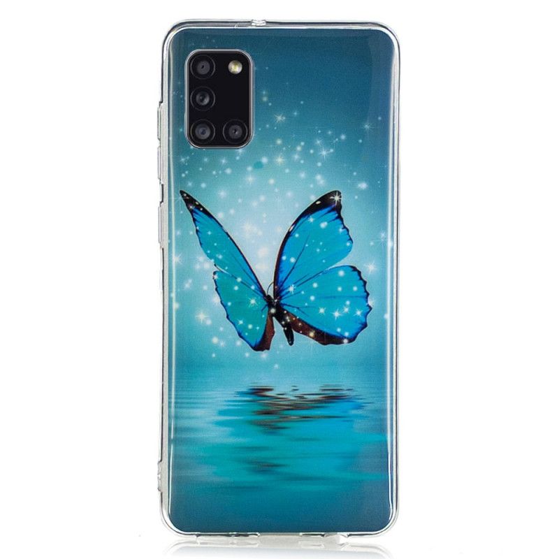 Cover Samsung Galaxy A31 Fluorescerende Blå Sommerfugl