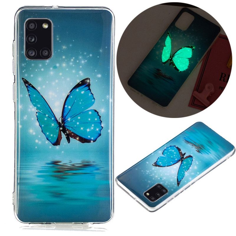 Cover Samsung Galaxy A31 Fluorescerende Blå Sommerfugl