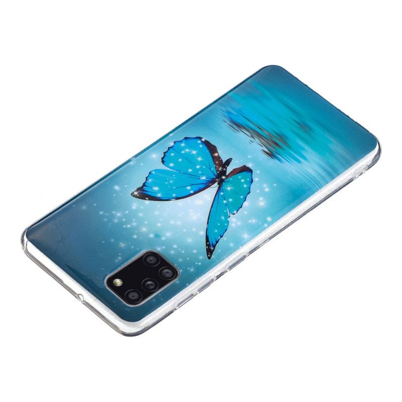 Cover Samsung Galaxy A31 Fluorescerende Blå Sommerfugl