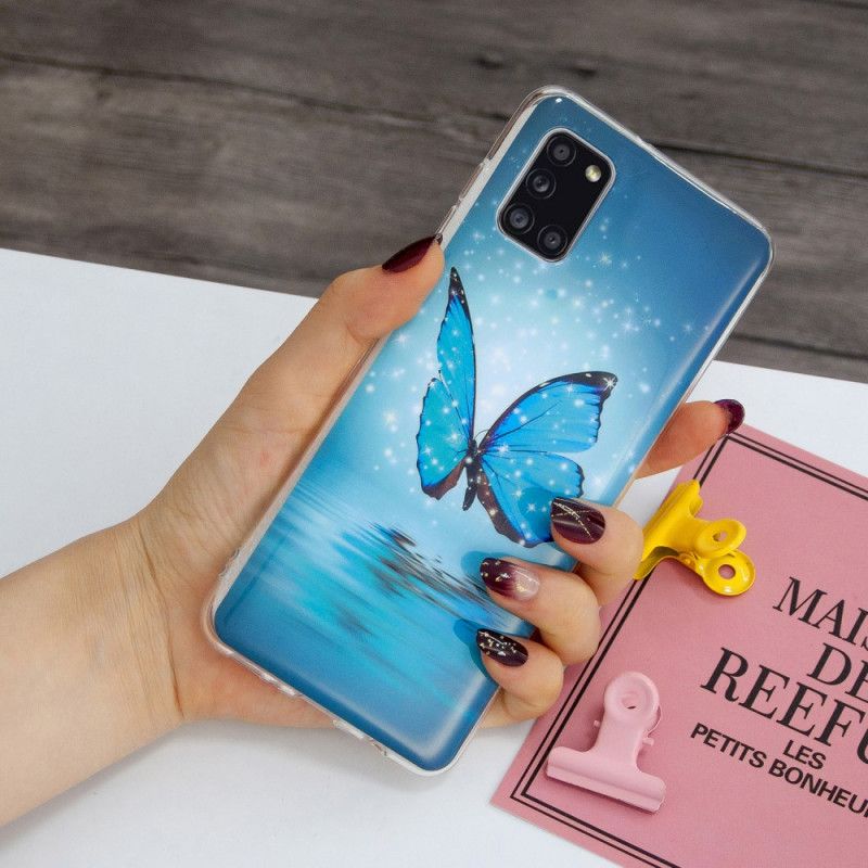 Cover Samsung Galaxy A31 Fluorescerende Blå Sommerfugl