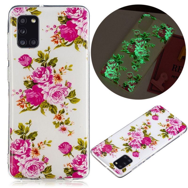 Cover Samsung Galaxy A31 Mobilcover Fluorescerende Frihedsblomster