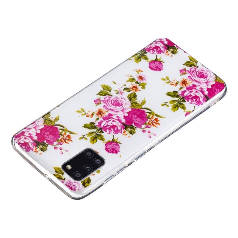 Cover Samsung Galaxy A31 Mobilcover Fluorescerende Frihedsblomster