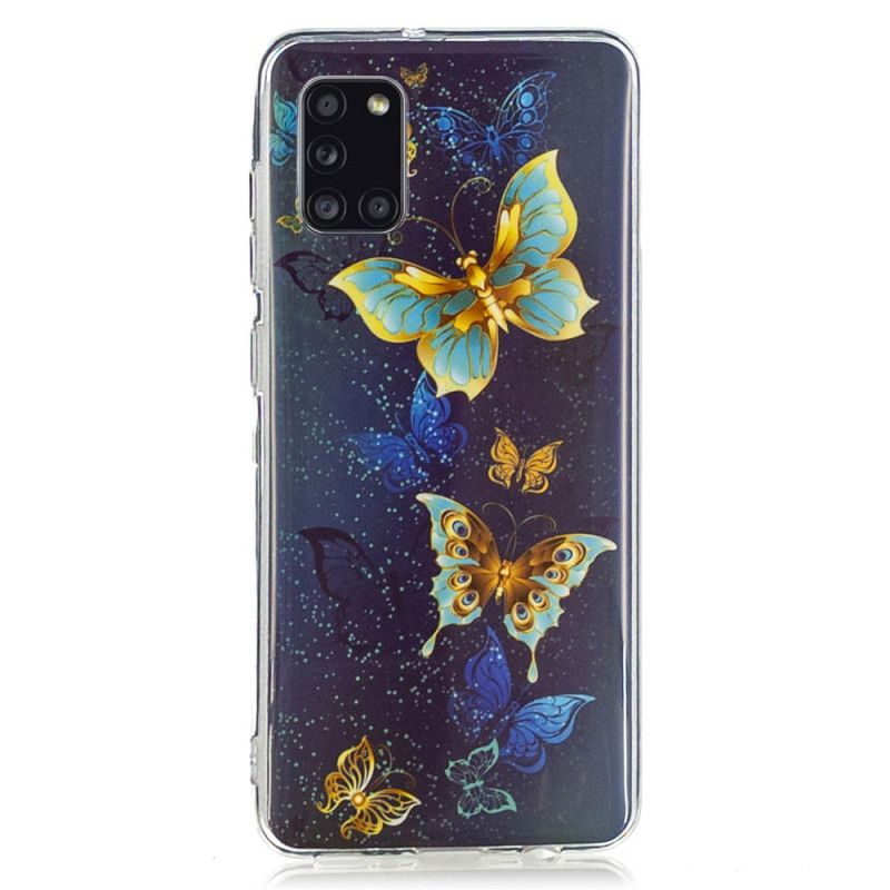 Cover Samsung Galaxy A31 Mørkeblå Fluorescerende Sommerfugleserie