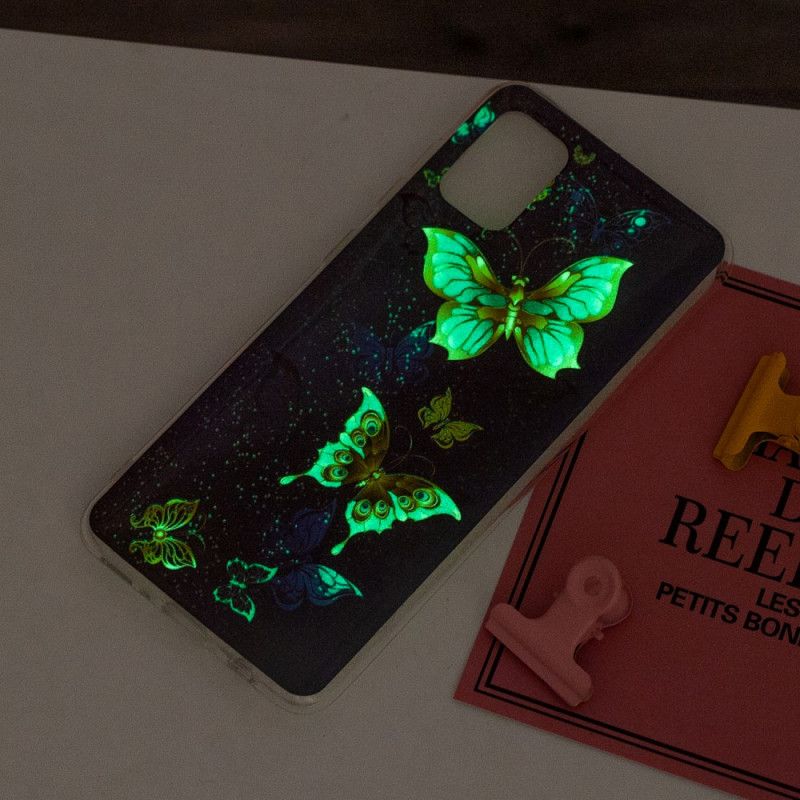 Cover Samsung Galaxy A31 Mørkeblå Fluorescerende Sommerfugleserie