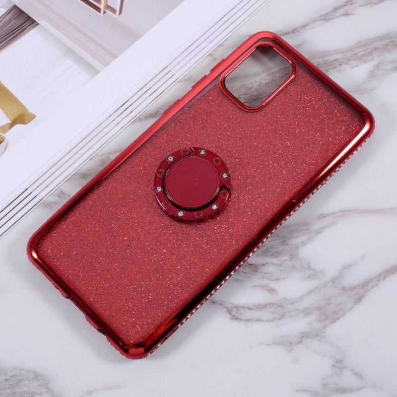 Cover Samsung Galaxy A31 Rød Pailletter Og Diamanter Ringstøtte Original