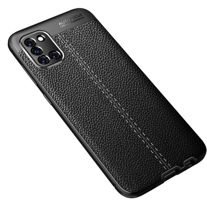 Cover Samsung Galaxy A31 Sort Dobbeltlinjeret Lychee-Lædereffekt