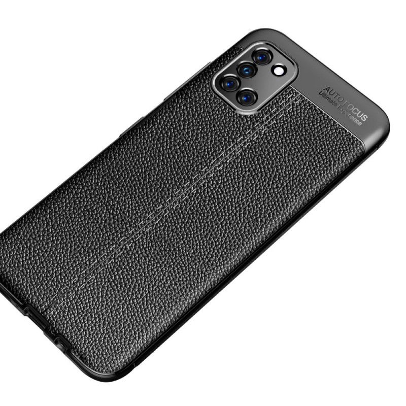 Cover Samsung Galaxy A31 Sort Dobbeltlinjeret Lychee-Lædereffekt