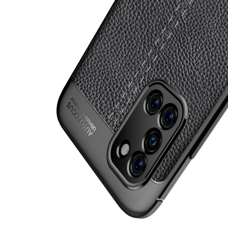 Cover Samsung Galaxy A31 Sort Dobbeltlinjeret Lychee-Lædereffekt