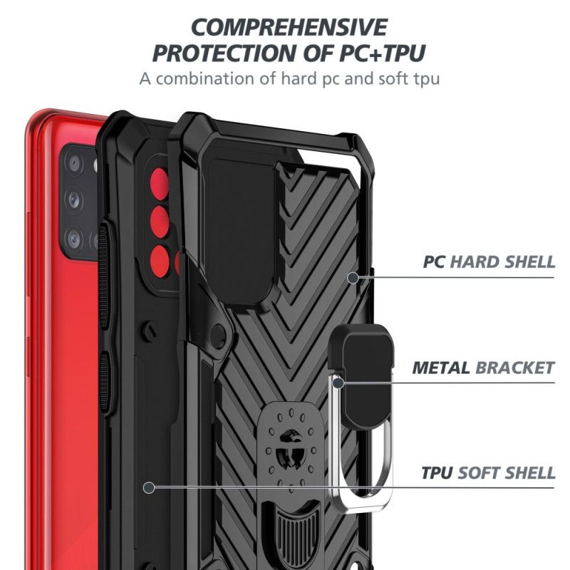 Cover Samsung Galaxy A31 Sort Mobilcover Hybrid Med Designstøttering