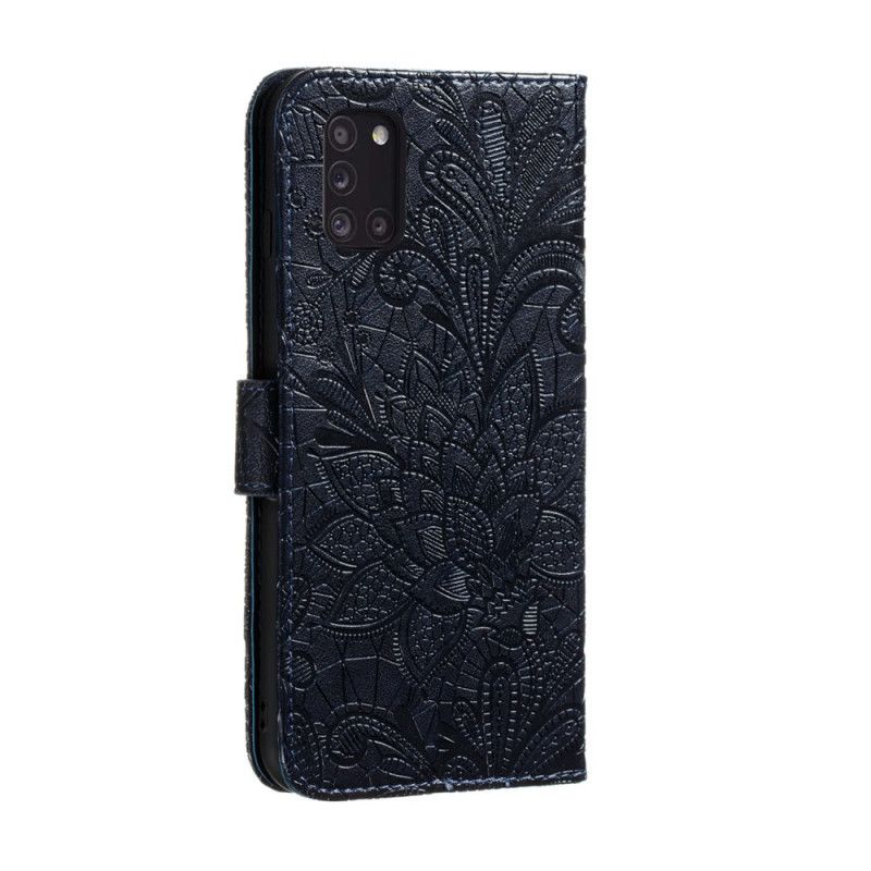 Flip Cover Læder for Samsung Galaxy A31 Grå Tribal Thong Blomster