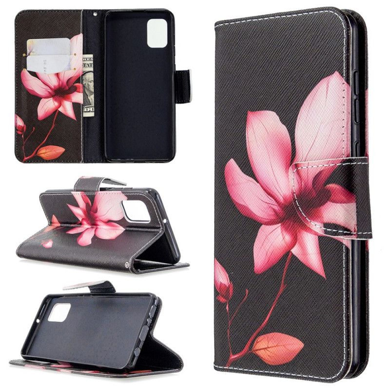 Flip Cover Læder for Samsung Galaxy A31 Lyserød Blomst