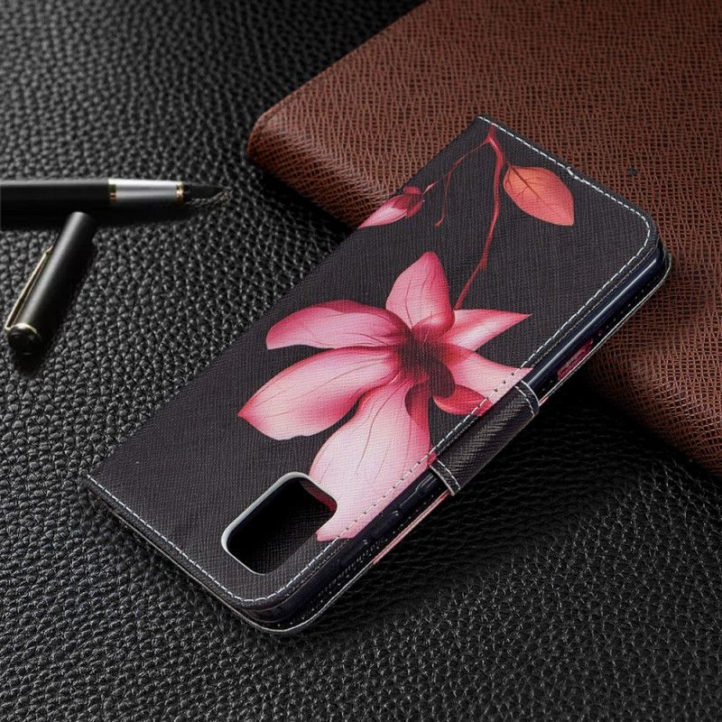 Flip Cover Læder for Samsung Galaxy A31 Lyserød Blomst