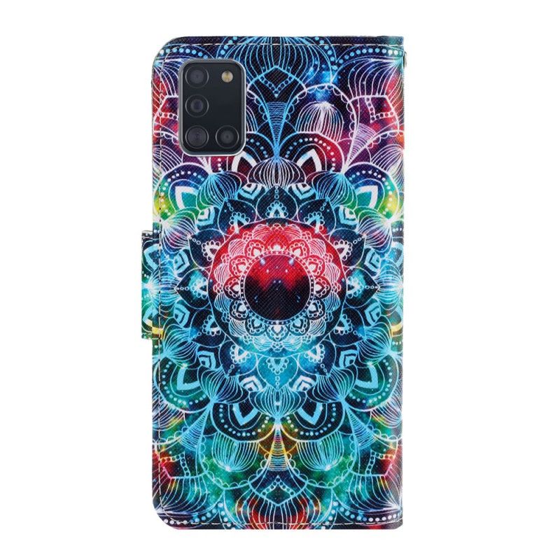 Flip Cover Læder for Samsung Galaxy A31 Prangende Mandala Med Rem