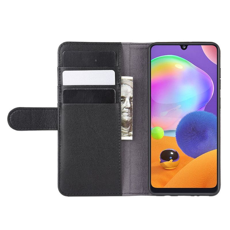 Flip Cover Læder for Samsung Galaxy A31 Sort Delt Læder