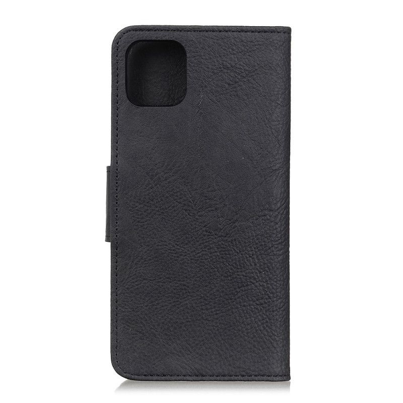 Flip Cover Læder for Samsung Galaxy A31 Sort Mat Lychee-Lædereffekt