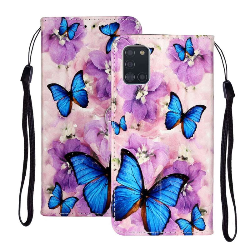 Flip Cover Læder Samsung Galaxy A31 Blomster Sommerfugle