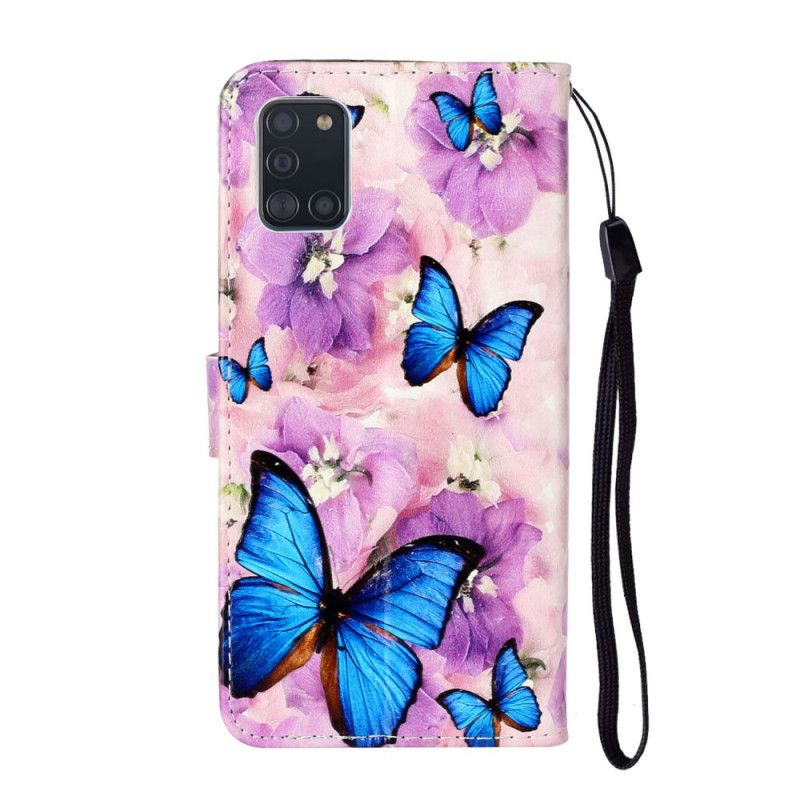 Flip Cover Læder Samsung Galaxy A31 Blomster Sommerfugle