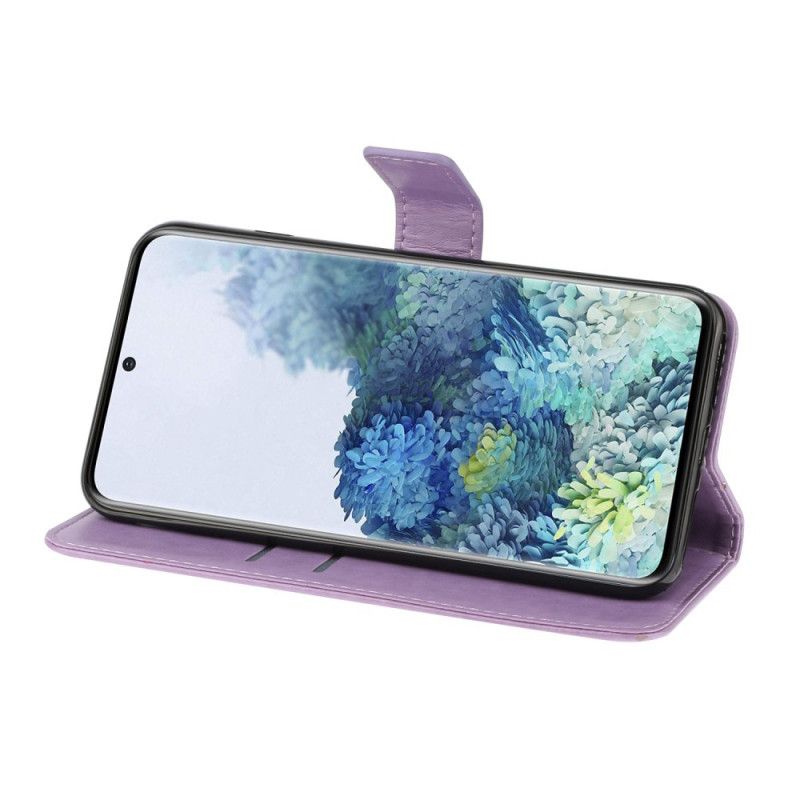 Flip Cover Læder Samsung Galaxy A31 Grøn Blomstrende Grene Med Rem