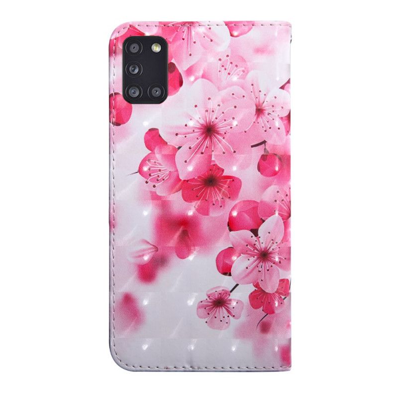 Flip Cover Læder Samsung Galaxy A31 Lyserøde Blomster