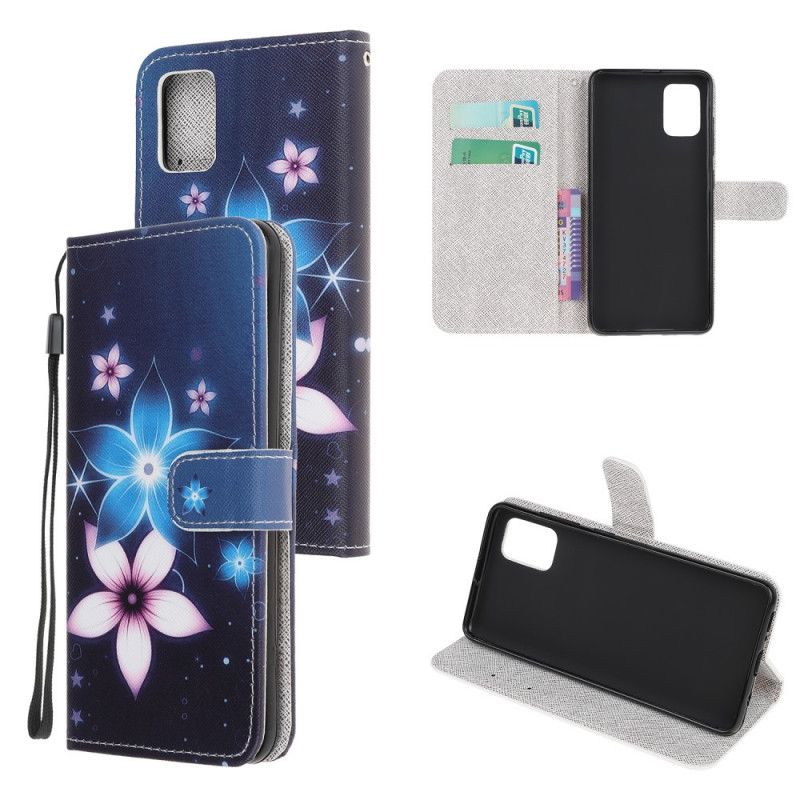 Flip Cover Læder Samsung Galaxy A31 Måneblomster Med Rem