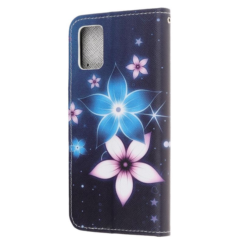 Flip Cover Læder Samsung Galaxy A31 Måneblomster Med Rem