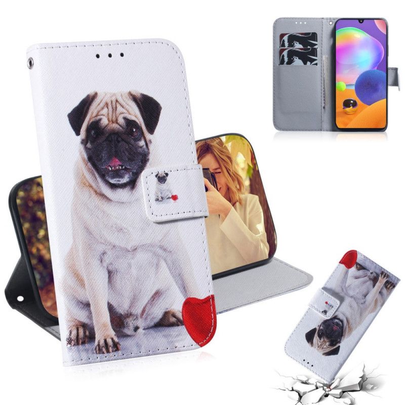 Flip Cover Læder Samsung Galaxy A31 Mops Hund Original