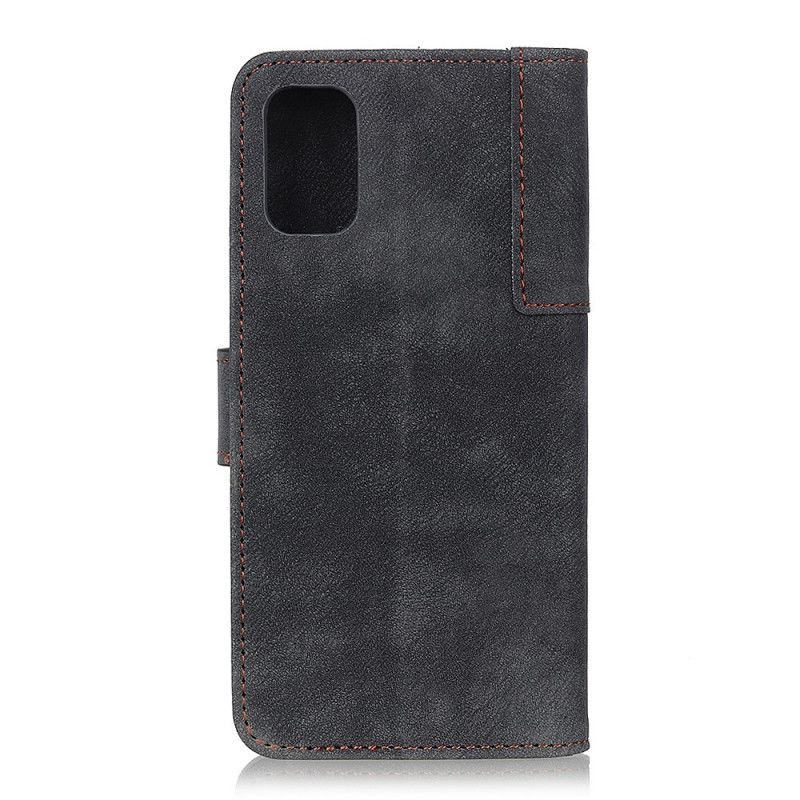 Flip Cover Læder Samsung Galaxy A31 Mørkeblå Vintage Læder Og Nittestil Original