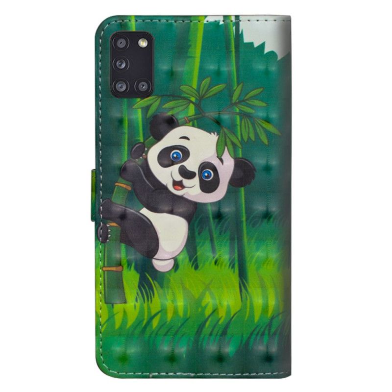 Flip Cover Læder Samsung Galaxy A31 Panda Og Bambus