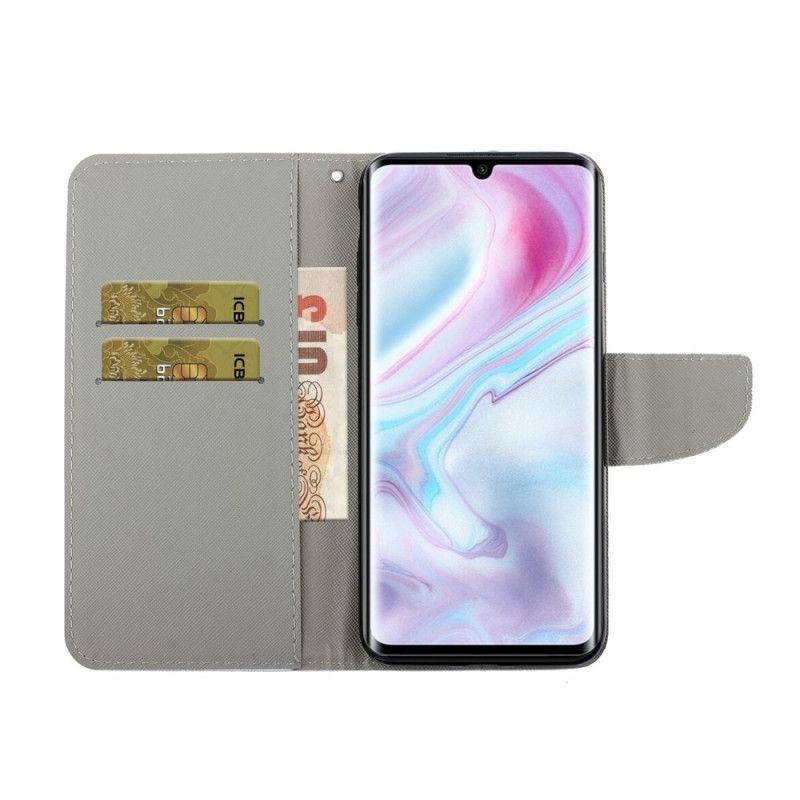 Flip Cover Læder Samsung Galaxy A31 Sort Farverige Blomster Med Rem