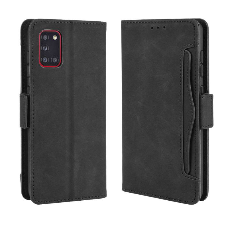 Flip Cover Læder Samsung Galaxy A31 Sort Førsteklasses Multikort Original