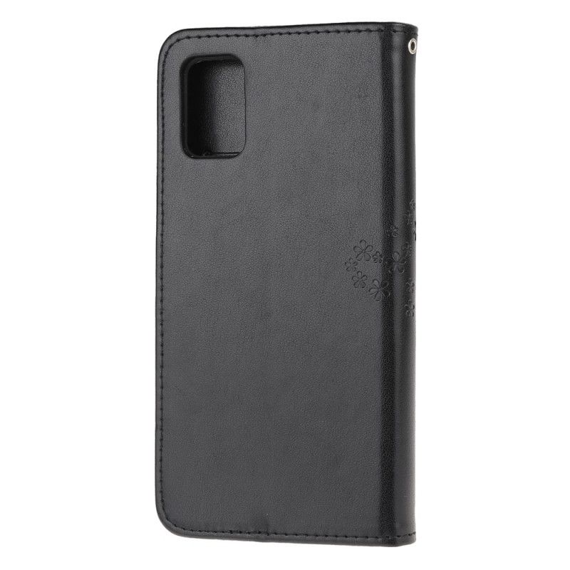 Flip Cover Læder Samsung Galaxy A31 Sort Træ Og Tøfler