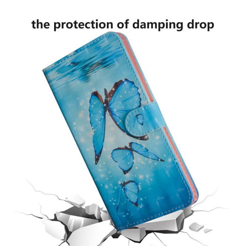 Flip Cover Samsung Galaxy A31 Mobilcover Flyvende Blå Sommerfugle