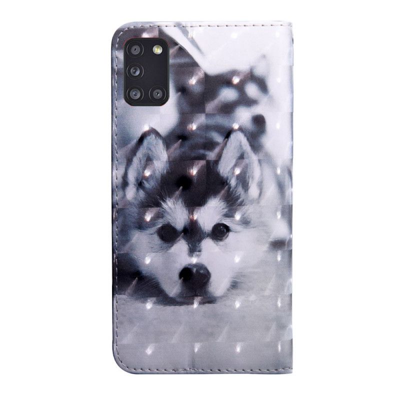 Flip Cover Samsung Galaxy A31 Mobilcover Sort Og Hvid Hund